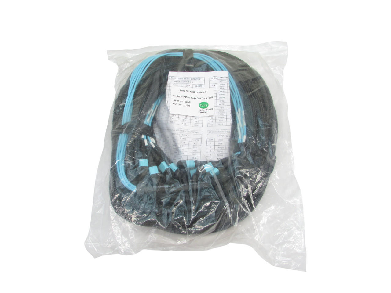 6x 40G MTP Multi-Mode OM3 Trunk 20M Brand New Fiber Cables