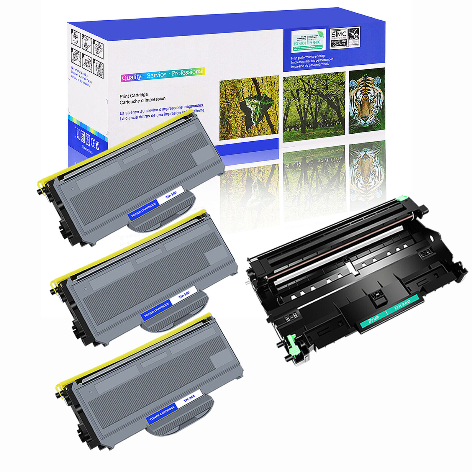 3PK TN360 Toner +1PK DR360 Drum Unit for Brother MFC-7840W MFC-7320 MFC-7340