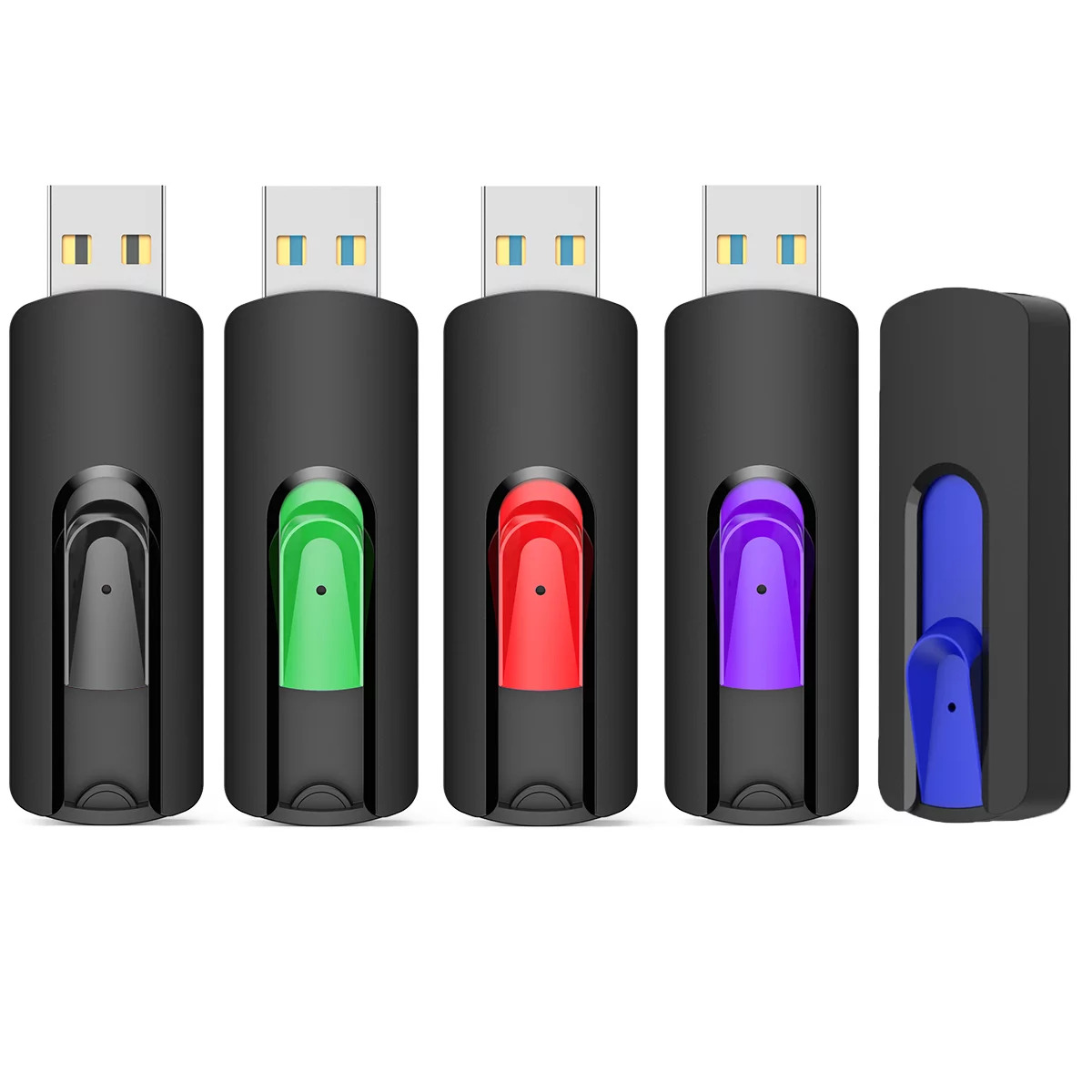 Mixed Color 5 Pack 64GB USB 2.0 Flash Drives Retractable Memory USB Data Storage