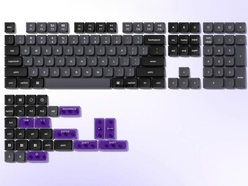 Black Dark Grey 138Keys Low Profile PBT Doubleshot Mechanical Keyboard Caps