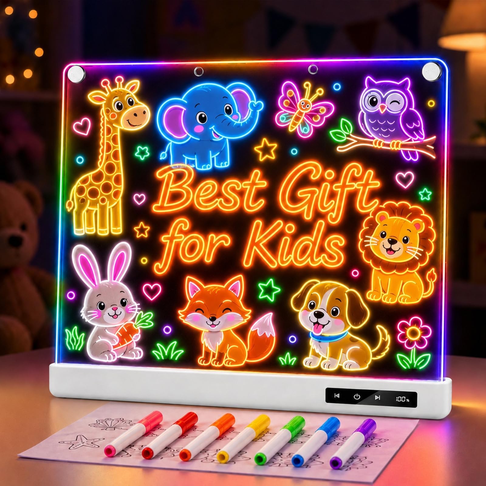 16" LED Drawing Board for Kids, Flicker-Free Light Up Doodle Pad | 3mm Scratc...