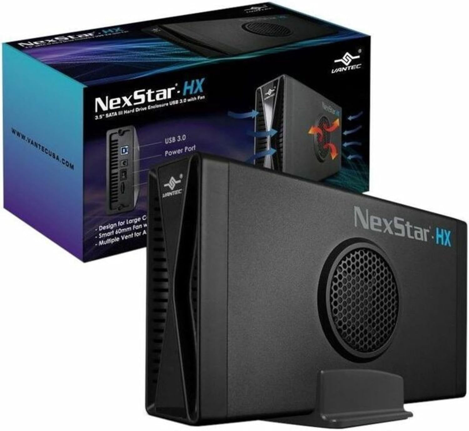 Nexstar HX, 3.5" SATA III Hard Drive Enclosure USB 3.0 with Fan (NST-387S3-BK)