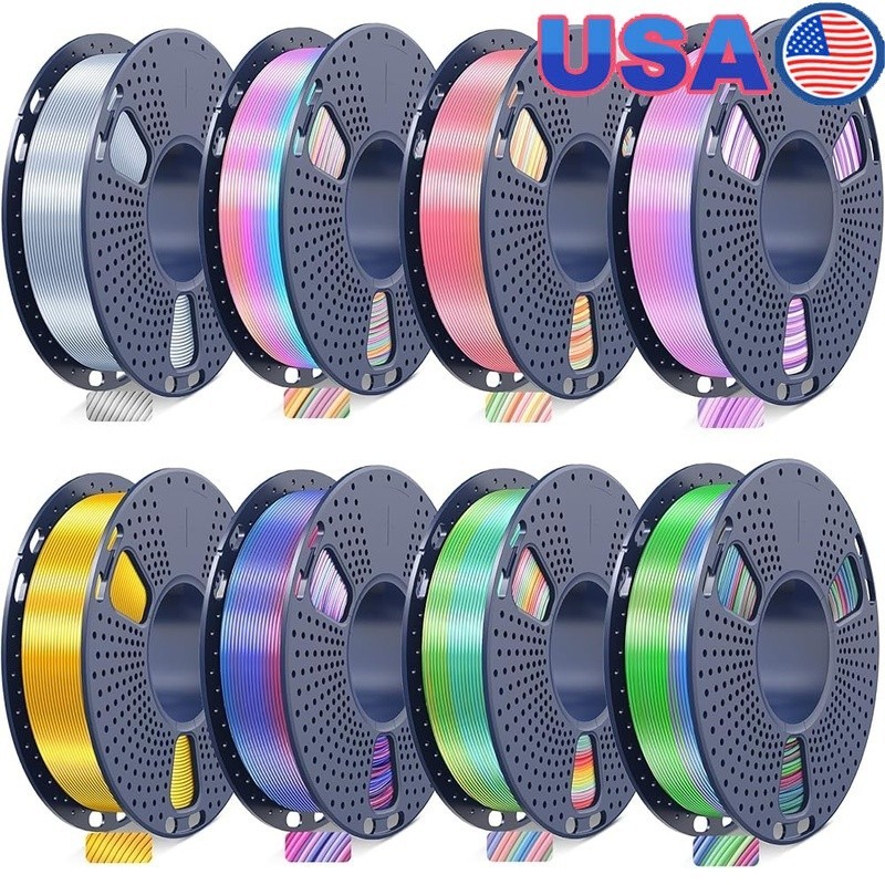 Silk PLA 3D Printer Filament Bundle Multicolor Fast Color Change Smooth Finish
