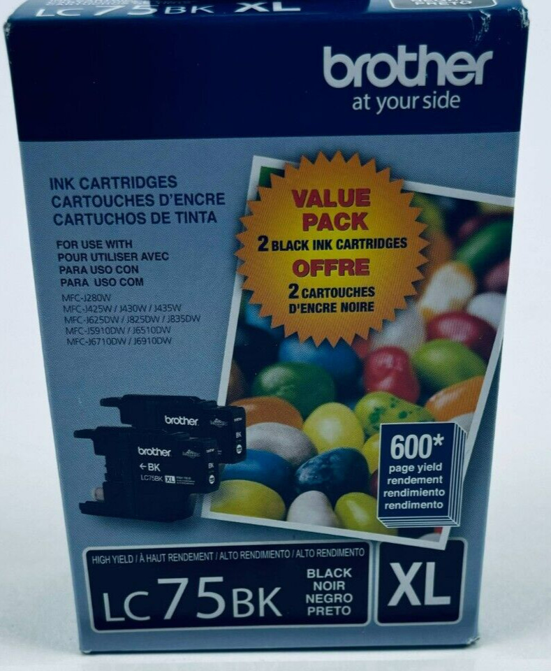 Genuine Brother LC75BK XL Ink Cartridge Black Printer EXP DATE  11 / 2026