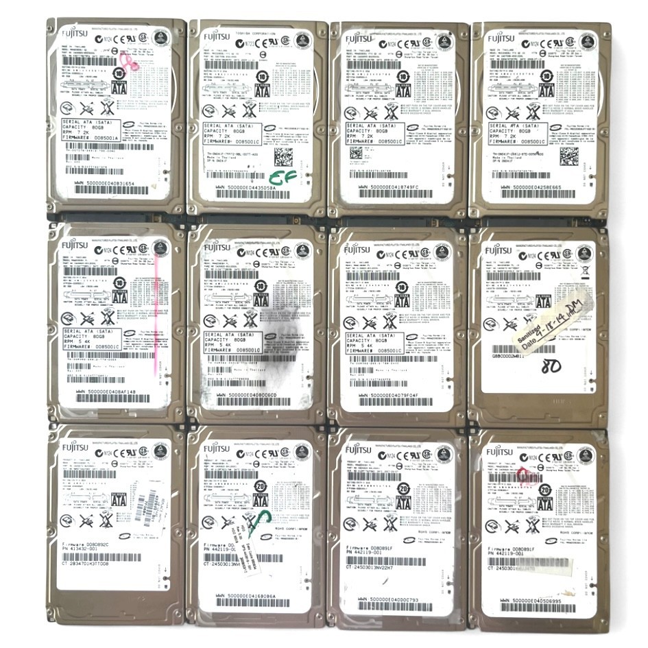 [LOT OF 12] Fujitsu Mixed Model 80GB SATA 2.5 Laptop Hard Drive TESTED+FREE SHIP