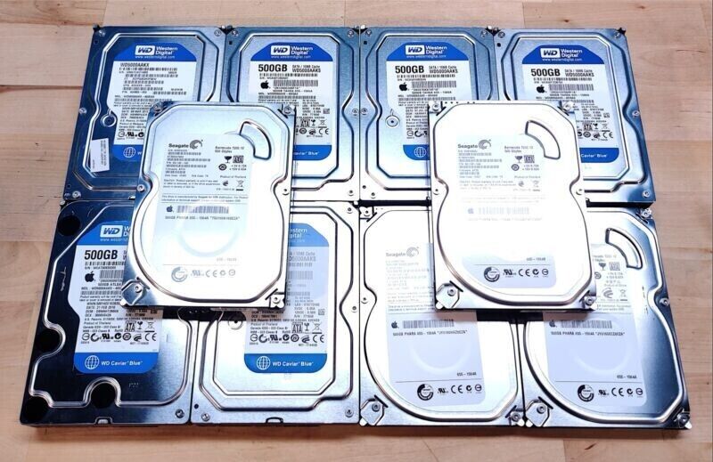 Lot Of 10 500GB 3.5” Hard Drives For Parts or Repair