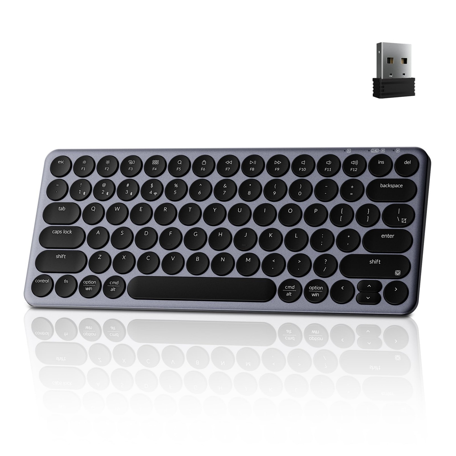B3 Pro 75% UltraSlim Wireless Keyboard 2.4GHz Bluetooth 5.2 Wired USB White