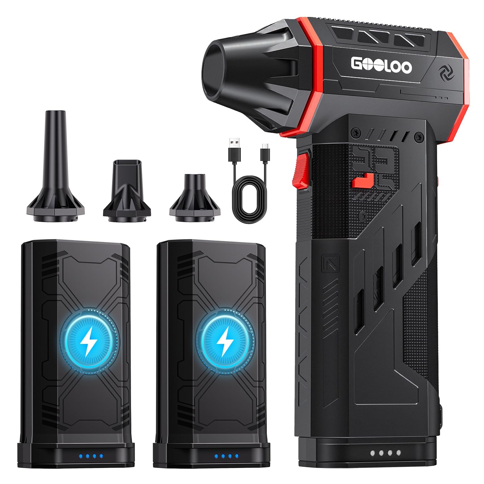 F5 Compressed Air Duster, 2 Swappable and Removable Batteries