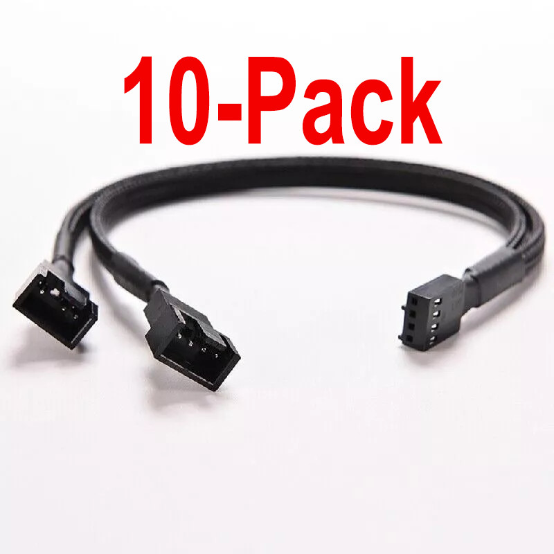 4-Pin PWM to Dual PWM Computer Fan Power Splitter Y 4 Pins Adapter Cable 10-Pack