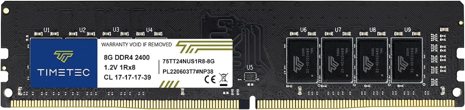 8GB DDR4 2400Mhz PC4-19200 Non-Ecc Unbuffered 1.2V CL17 1Rx8 Single Rank 288 Pin