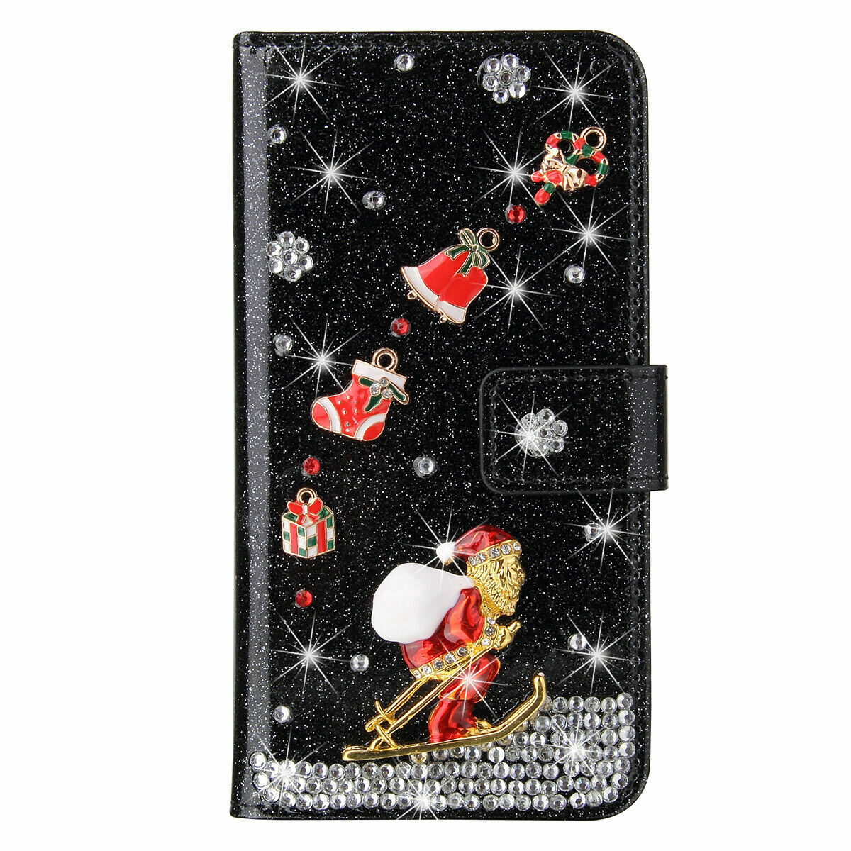 Luxury Diamond Santa Wallet Cover Case For 17 16 15 14 13 12 11 Pro Max 17E