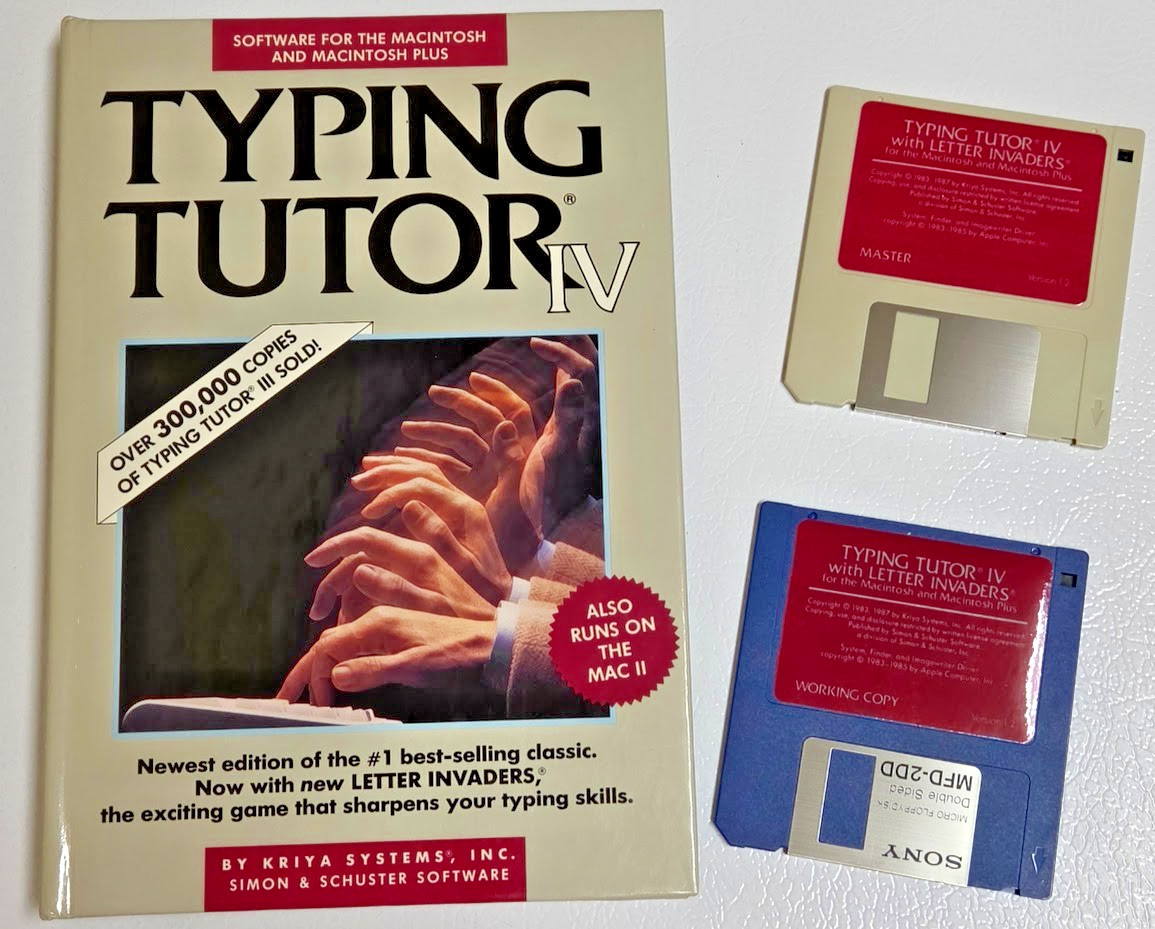 Vtg 1983-85 TYPING TUTOR IV (4) for Macintosh, Mac Plus, Mac II, 3.5 inch Disks