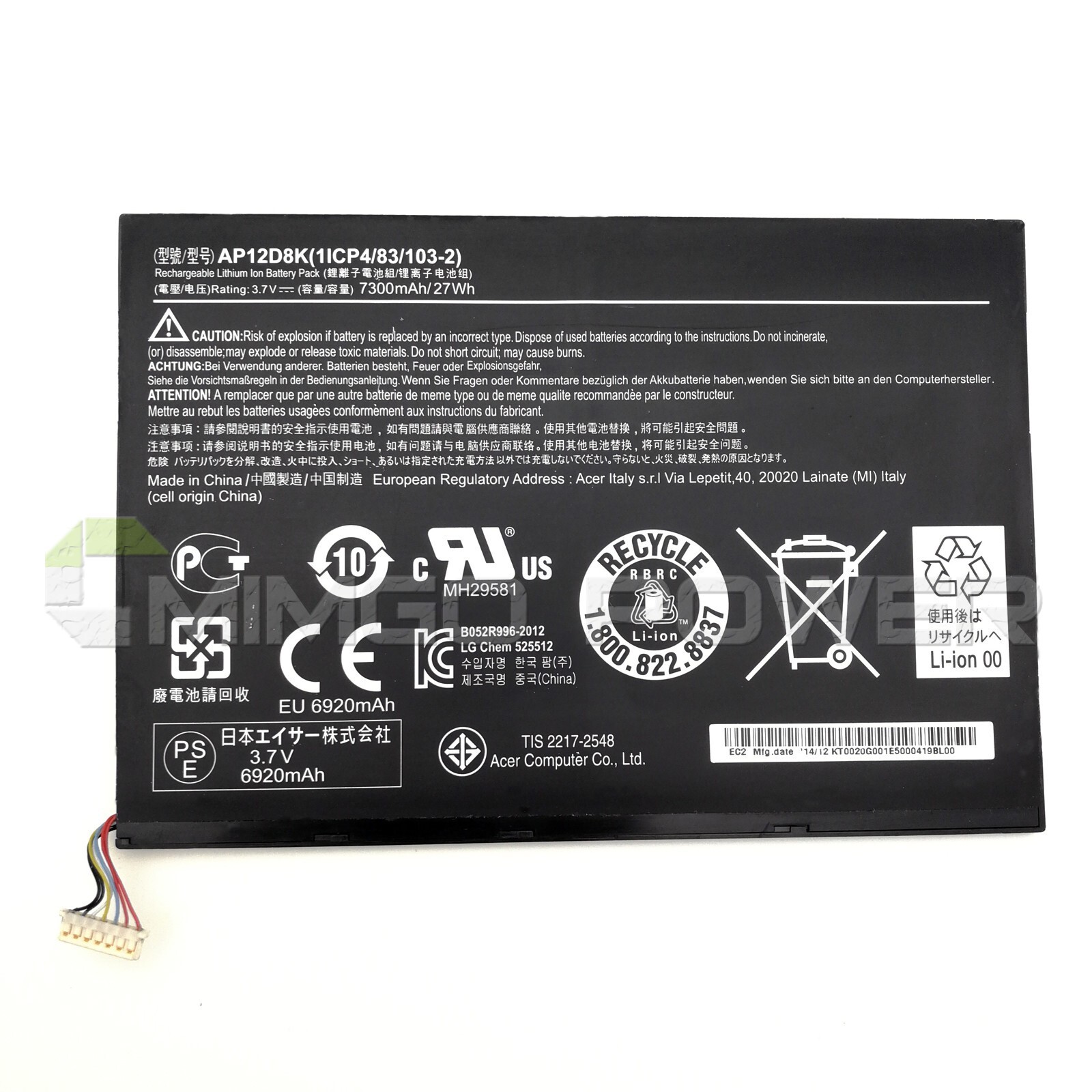 New Genuine AP12D8K OEM Battery for Acer Iconia Tab A3-A10 A3-A11 W510 W510P