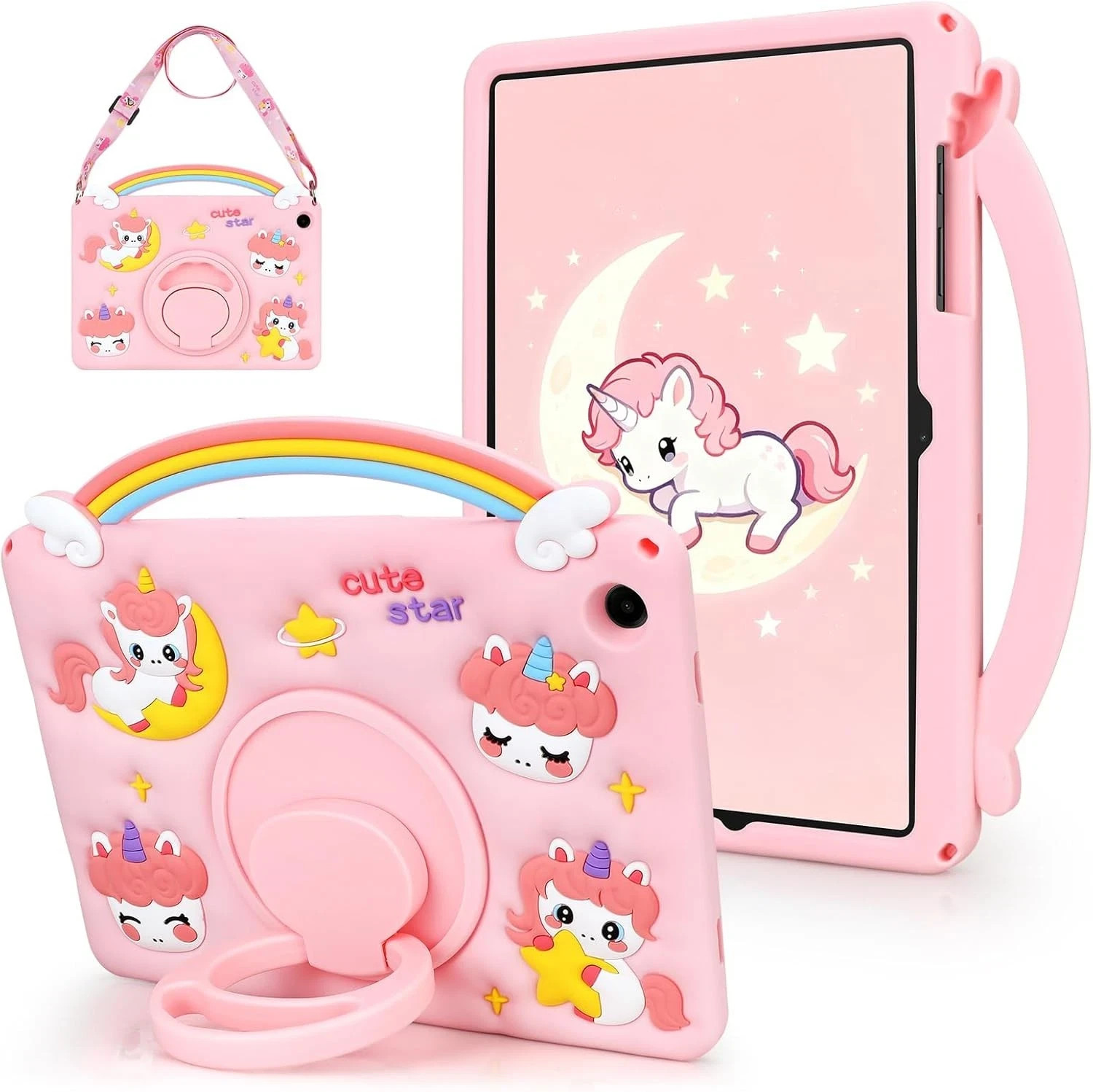 Case for Samsung Galaxy Tab A9 Plus 11 Inch,Cute Cartoon Unicorn, Rotating Stand