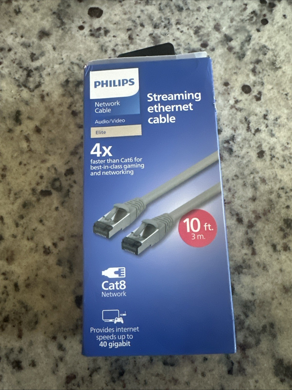 Philips 10ft Cat8 RJ45 Network Ethernet Cable 40Gbps Streaming Gaming - Gray