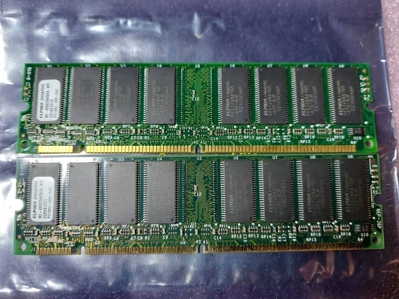 Tested GOOD Vintage Legacy Elpida MC4532CD647XFA-A75 256MB 168p PC133 SDRAM DIMM