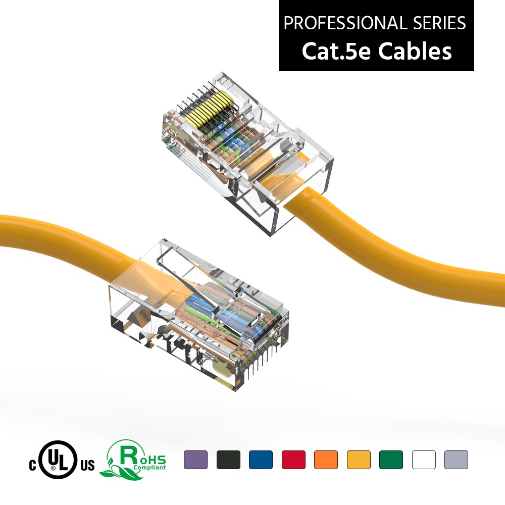 5 Pack of 6Ft CAT5E UTP Ethernet Network Non Booted Cable Yellow
