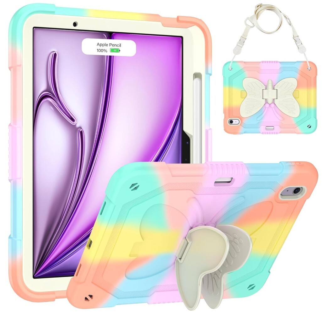 Butterfly Stand Shoulder Strap Protective Cover for iPad Air 11" 6th Gen 