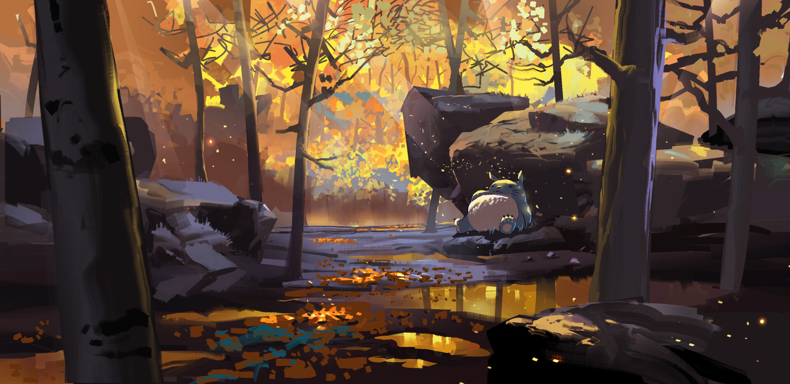 Landscape aze k art forest fall Custom Gaming Mat Desk