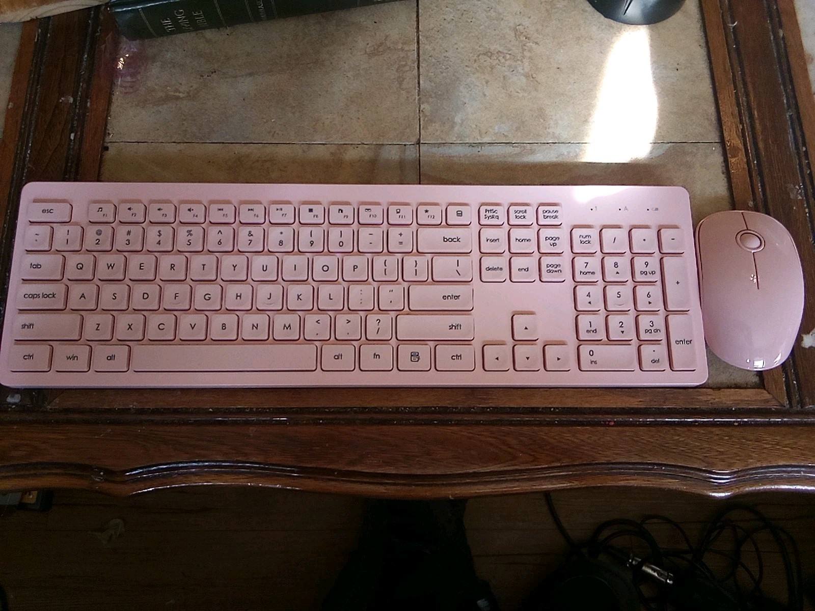 R0HS Wireless Keyboard and Mouse Combo Set PC 176B Pink
