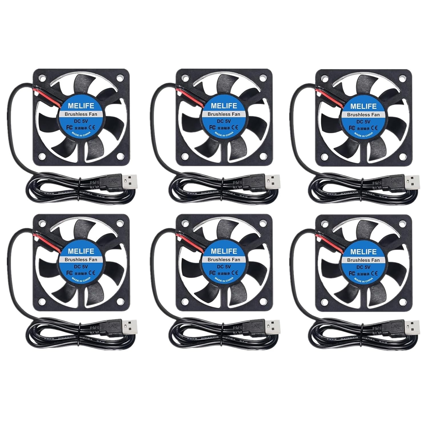 6Pcs 40mm x10mm DC 5V USB Brushless Cooling Fan, Dual Ball Bearing, Quiet... 