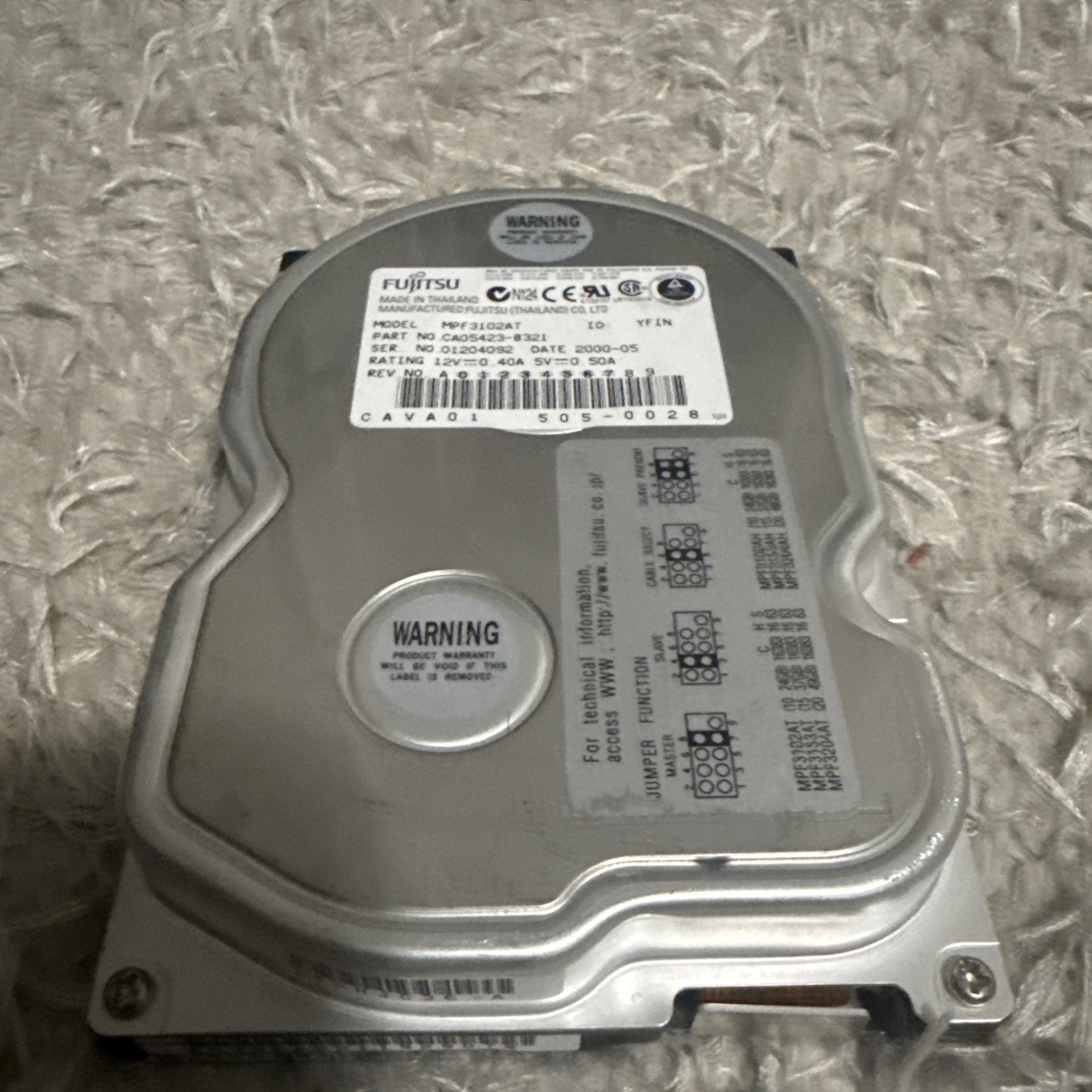 Fujitsu MPF3102AT CA05423-B321 Internal Hard Disk Drive