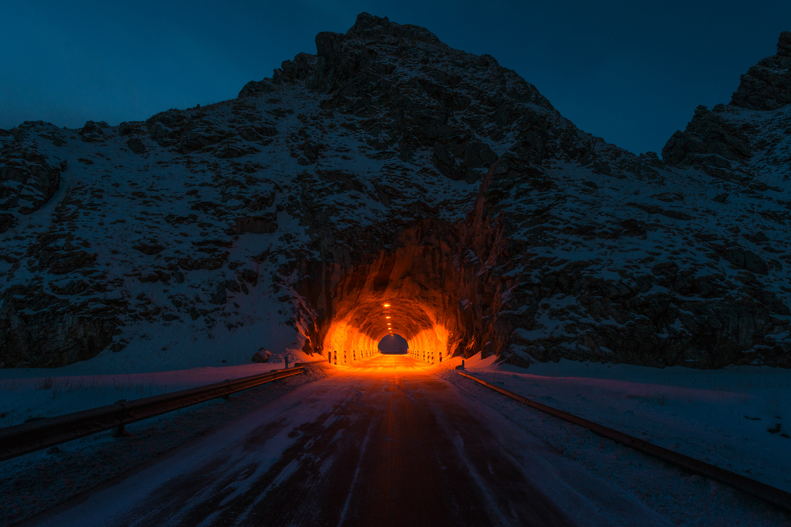 Landscape night tunnel mountain mountains road cave dark Custom Gaming Mat Desk