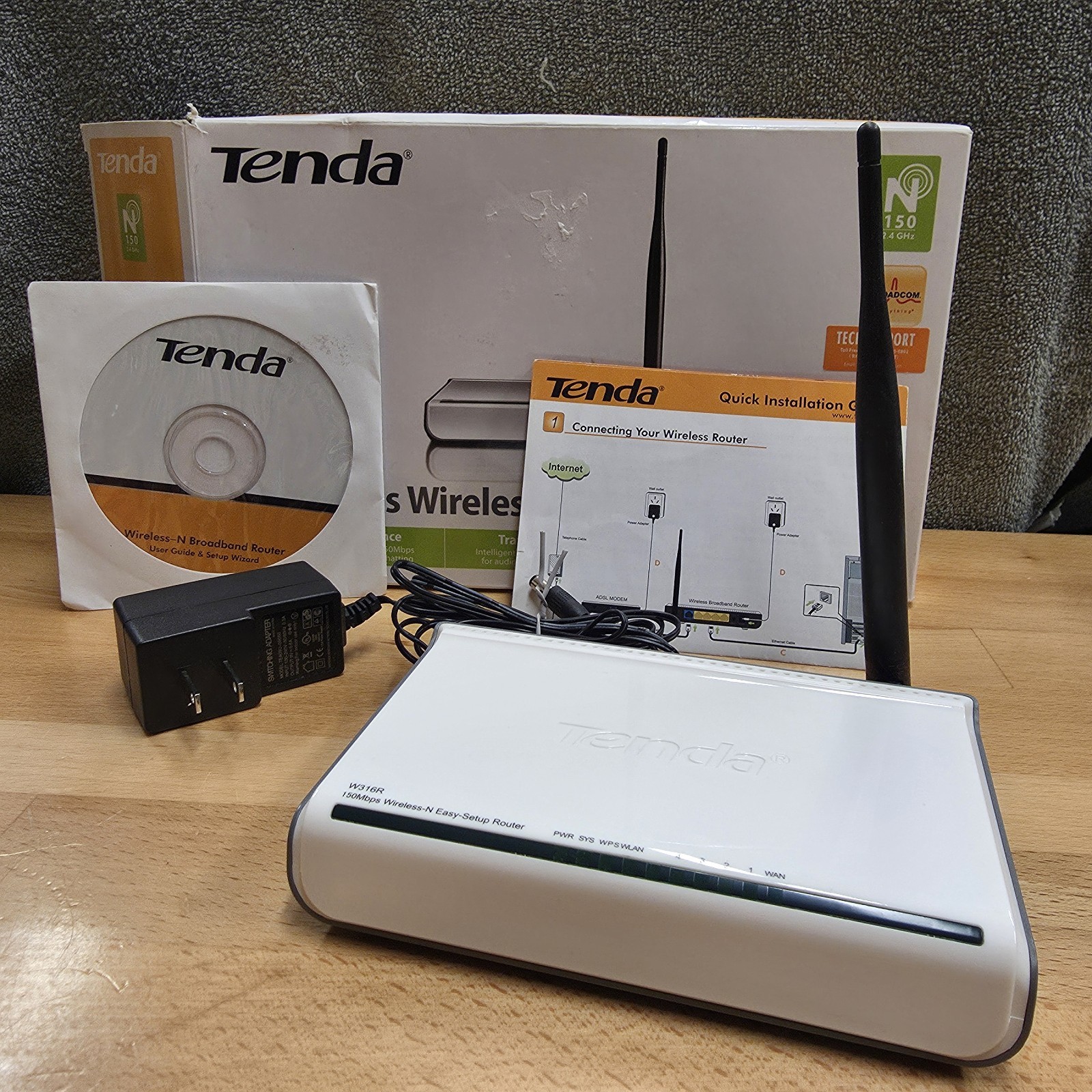 Tenda W316R 150 Mbps 4-Port  Wireless N Router Easy Set Up