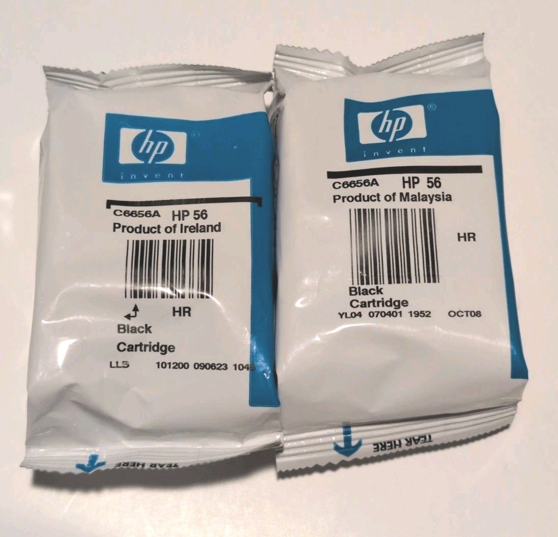 HP 56 Black Inkjet Ink Cartridge C6656A for HP Compatible Models Lot Of (2)