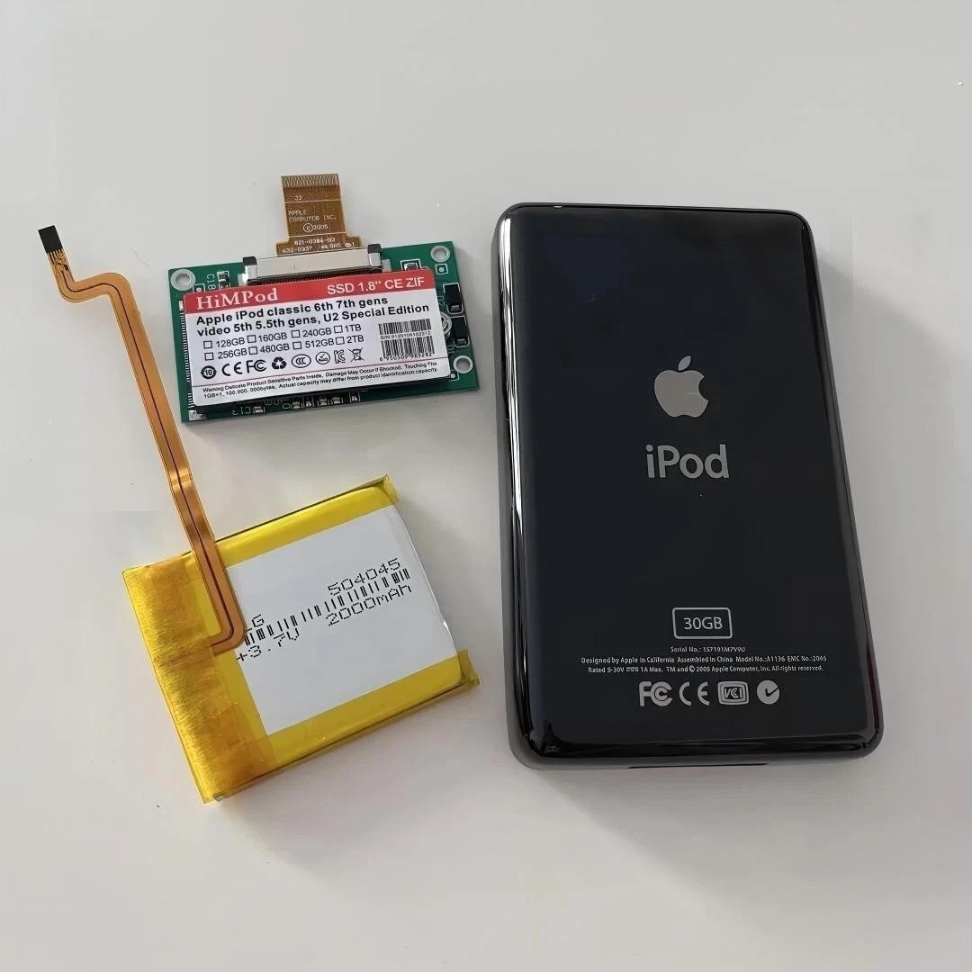 For iPod Classic 7th Gen 128/ 256/512GB 1/2TB SSD Upgrade KIT+2000 Battery-Black