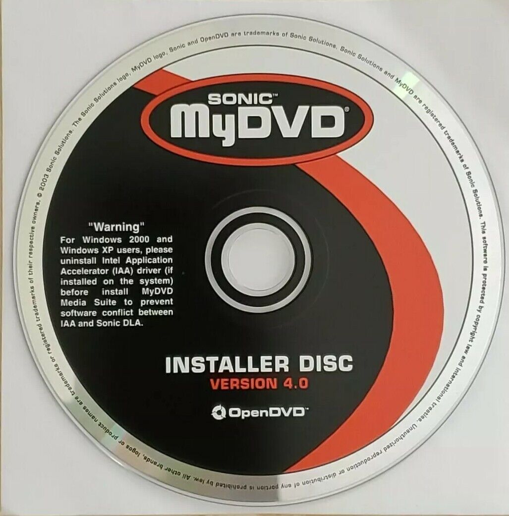 Sonic MyDVD Installer Disc Only Version 4.0 Open DVD For PC Computers