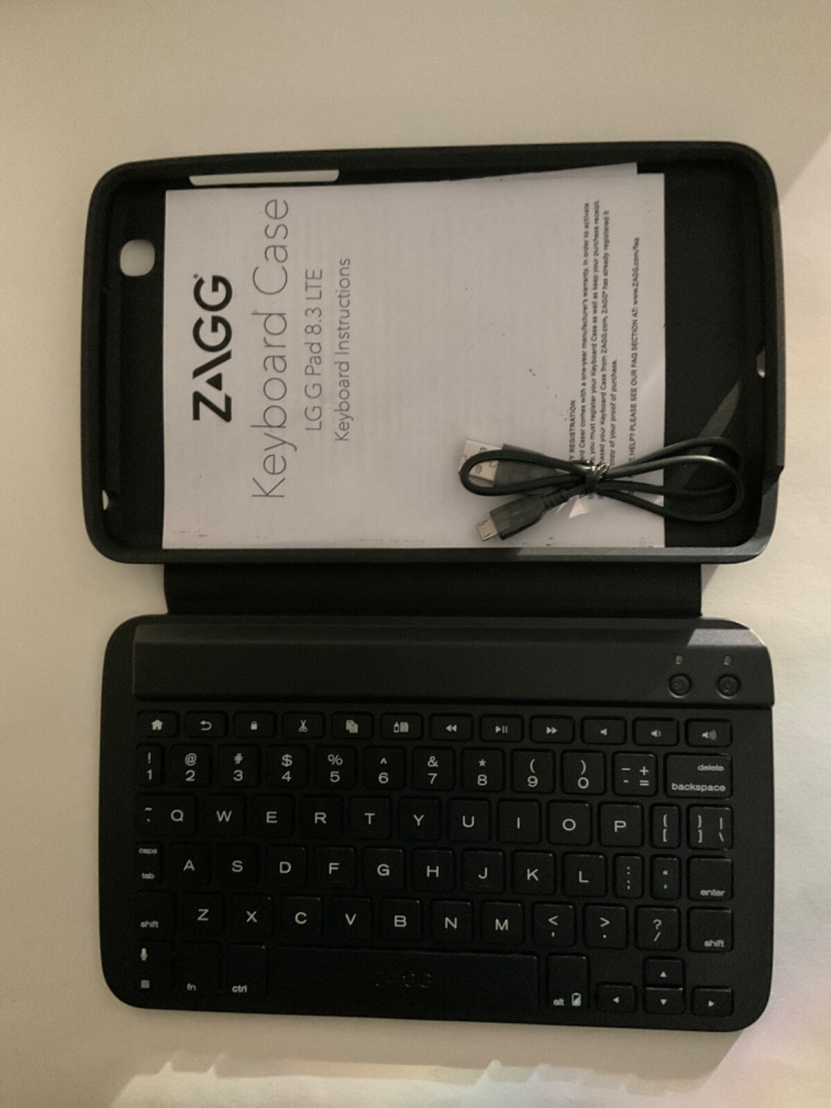 New ZAGG Ultra-thin Keys Folio Case Keyboard for LG GPAD 8.3 - Black 