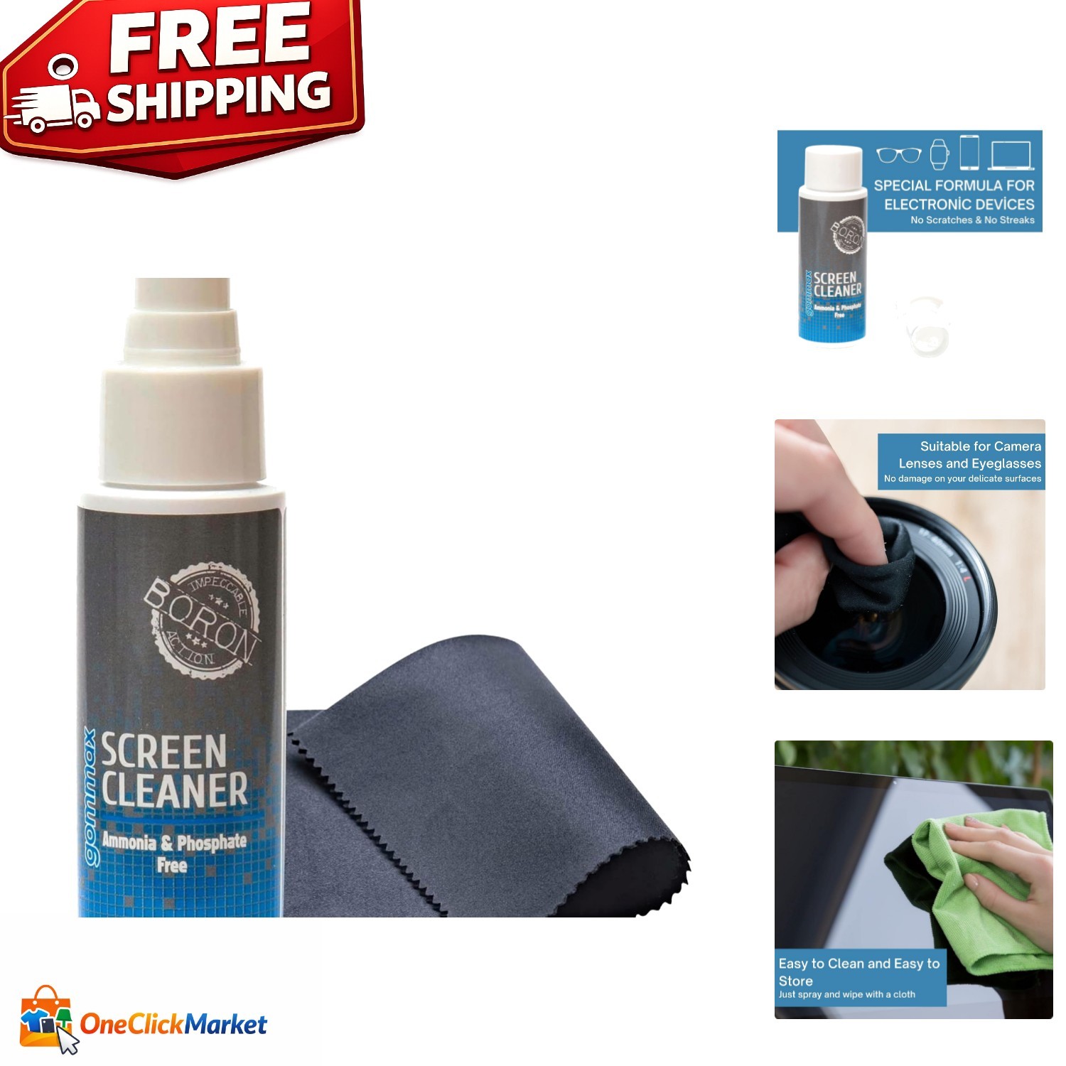 Gentle Screen Cleaner Spray & Microfiber Cloth – Perfect for All Electronics