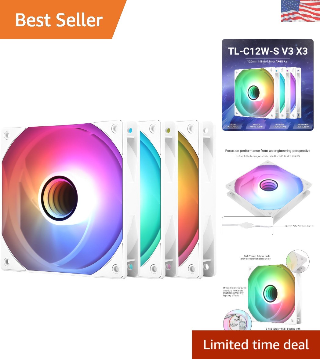 High-Performance 120mm CPU Fan Set - Silent, ARGB, 4-Pin PWM Connectors