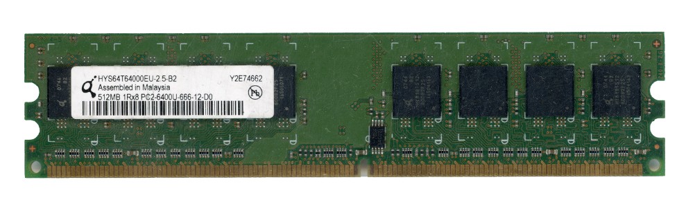 MEMORY QIMONDA 512MB DDR2 PC2-6400U 800MHz HYS64T64000EU-2.5-B2 Non-ECC