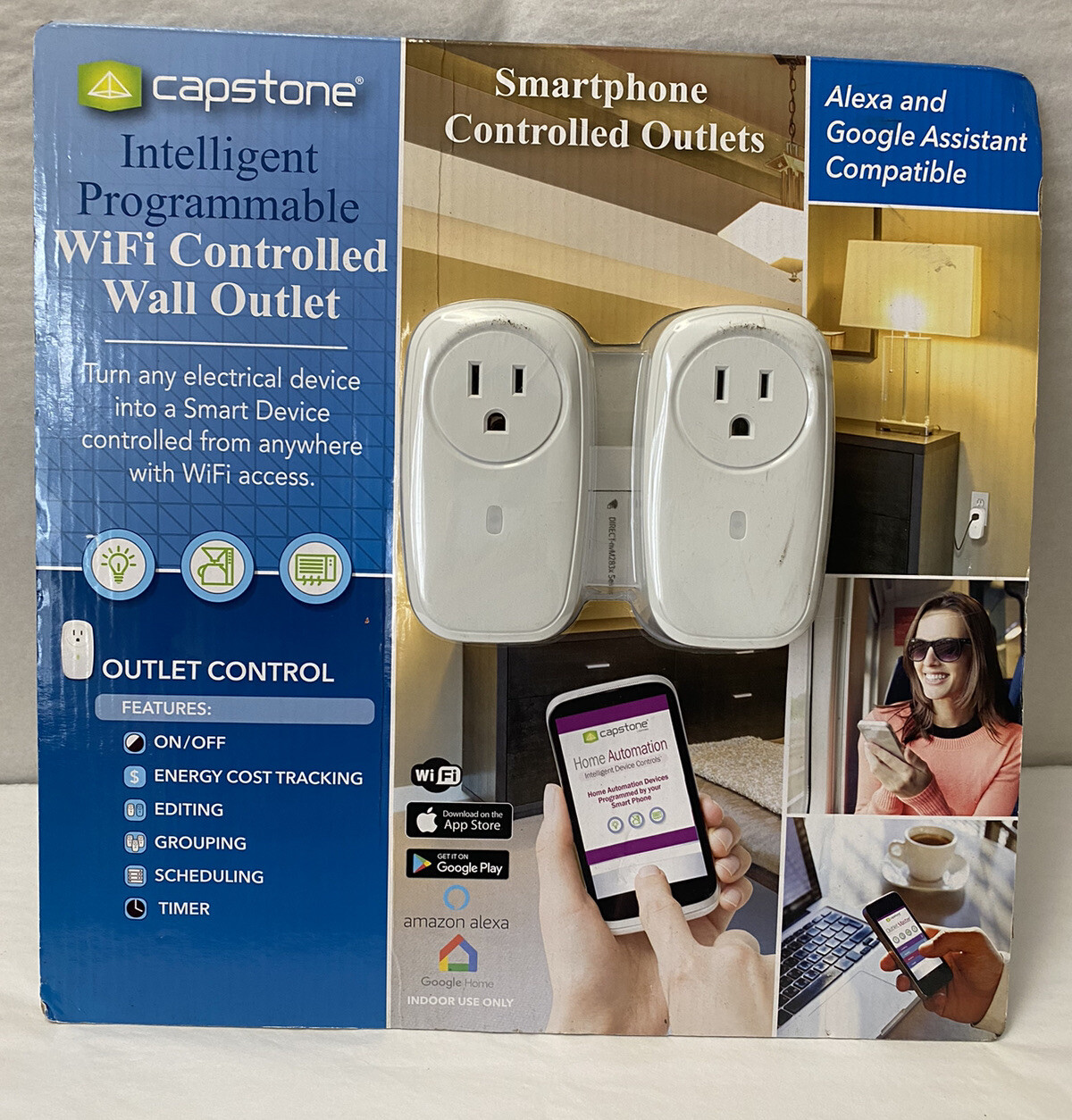 Capstone Intelligent Programmable WiFi Controlled Wall Outlet Smartphone 2-PACK