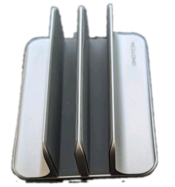 OMOTON Vertical Laptop Stand Original Double Version Desktop Aluminum - Silver 