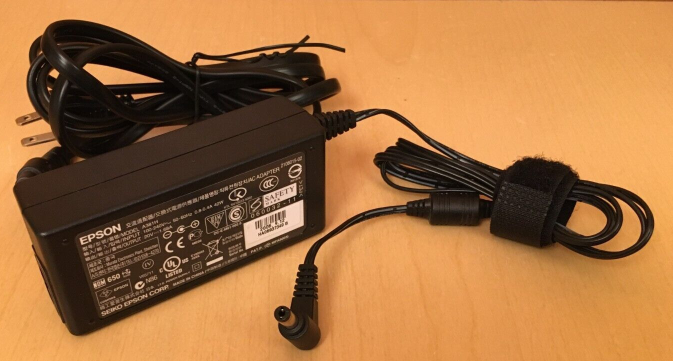 Genuine Epson A381H AC Adapter 20V 1.66A for PictureMate Power Supply + Cord