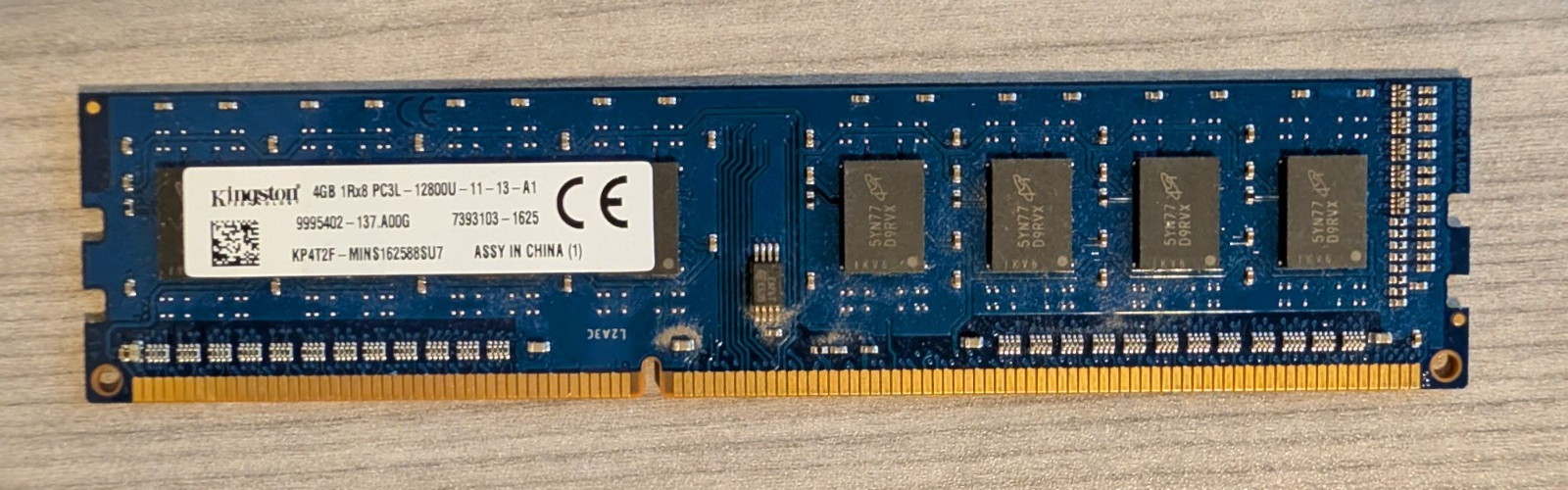 Kingston 4GB DDR3L-1600 PC3L-12800U 1Rx8 Desktop RAM 9995402-137.A00G
