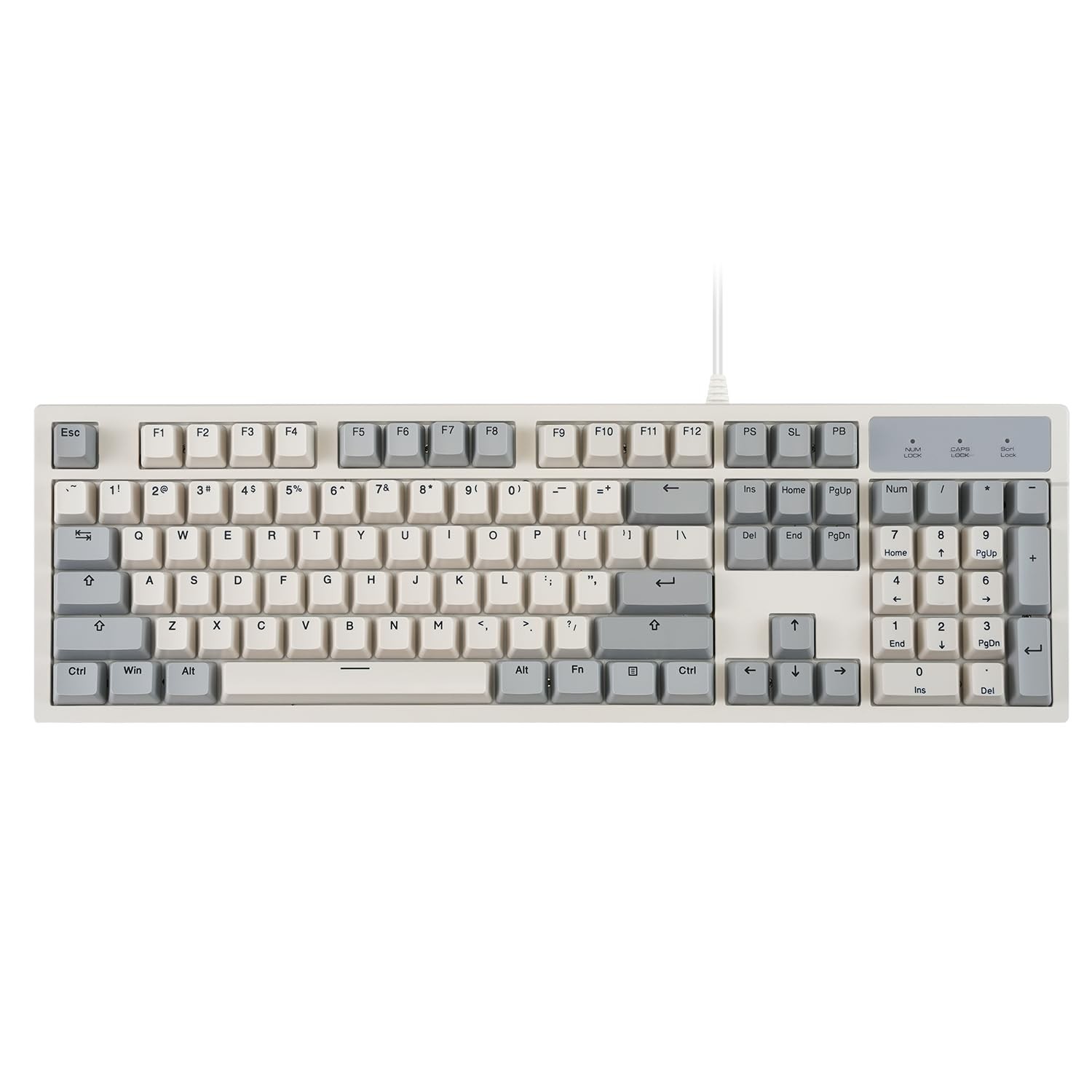 Full Size USB Mechanical Keyboard Brown Tactile Switch Retro Gray White