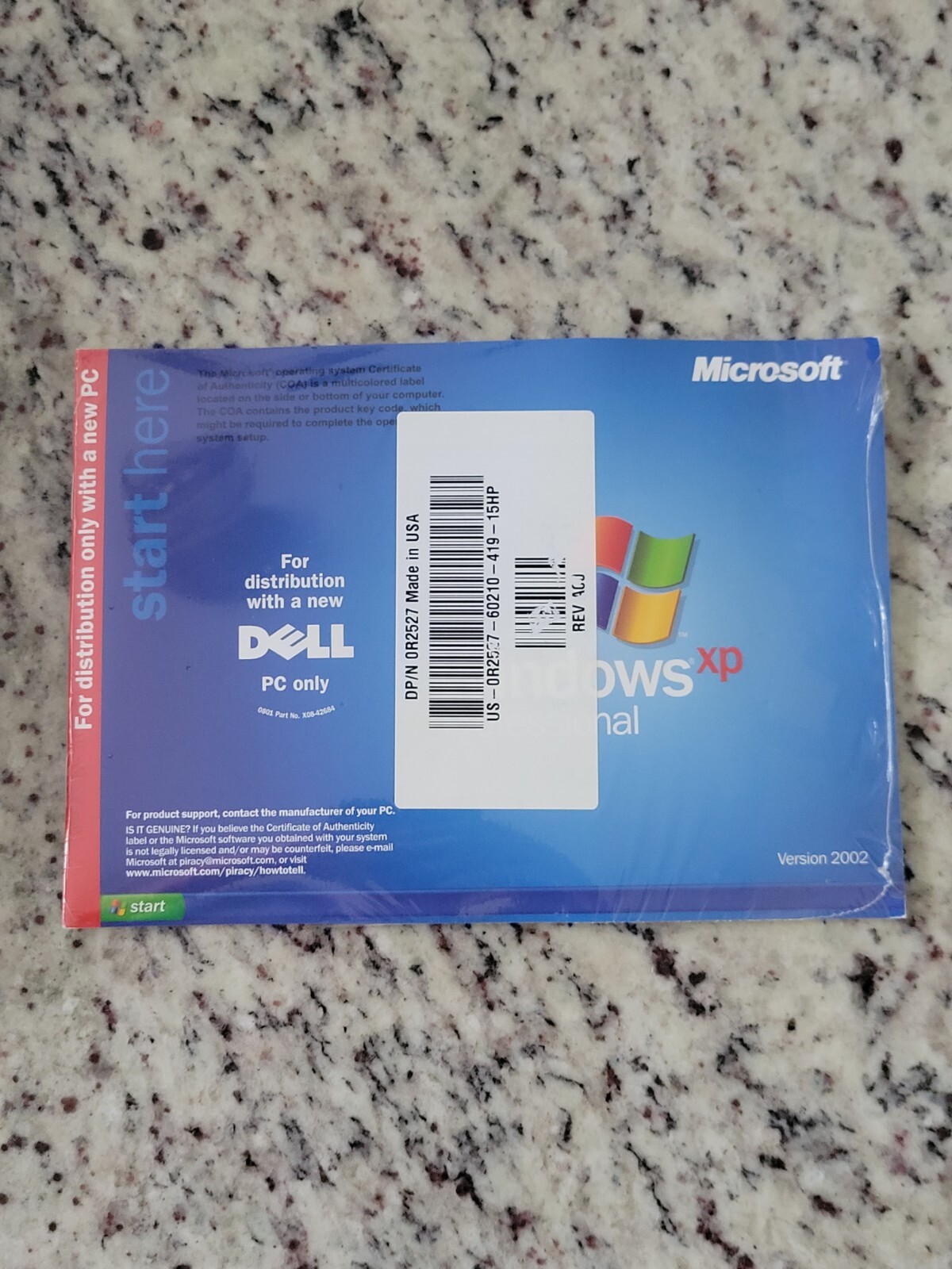 Microsoft Windows XP Professional 1A Version 2002 New In Package 