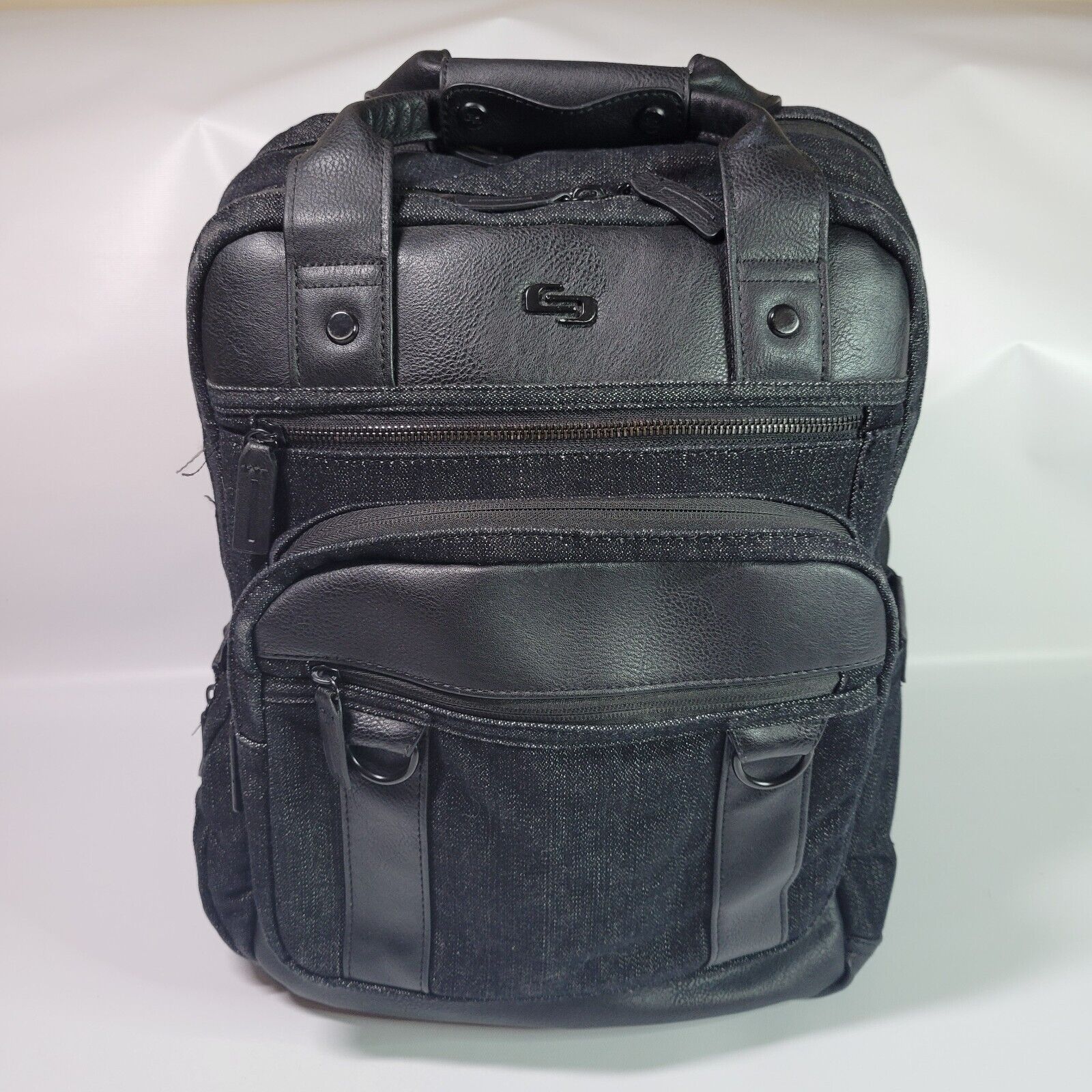 Solo Bradford Executive Collection Black Gray Denim Backpack  15\