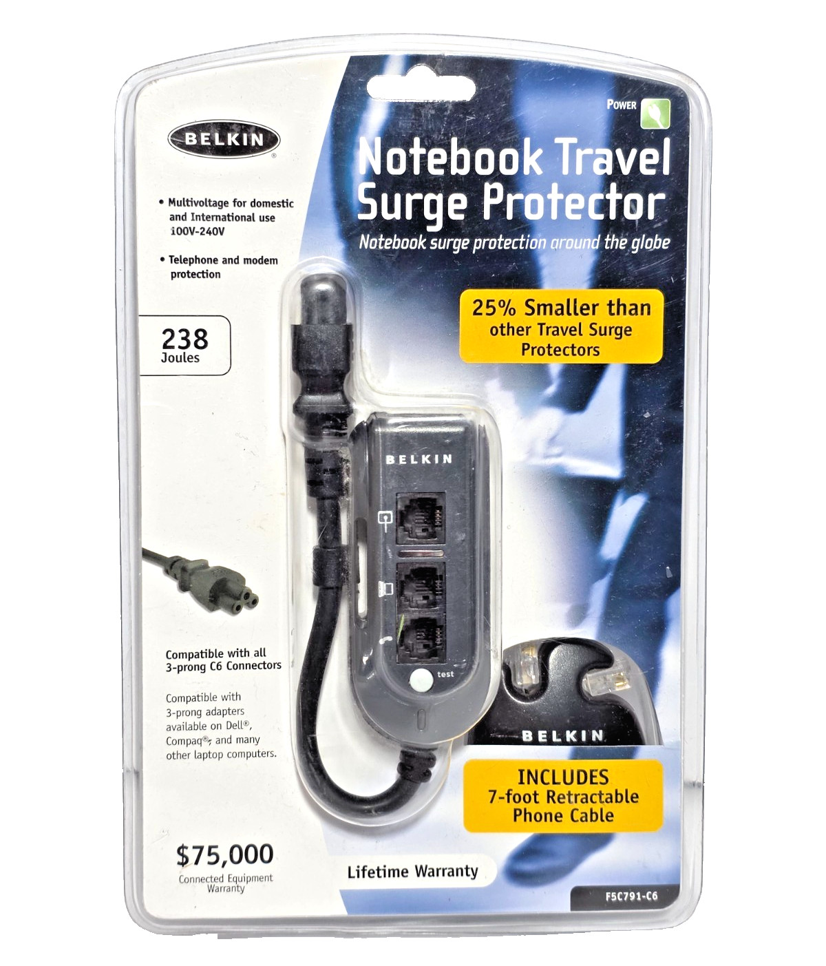 BELKIN Notebook Travel Surge Protector Small Sleek