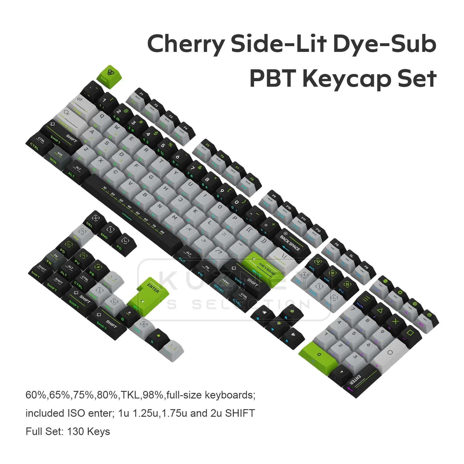 KeysMe Future Zone Keycap Set PBT Keycaps for Gaming Mechanical Keyboard
