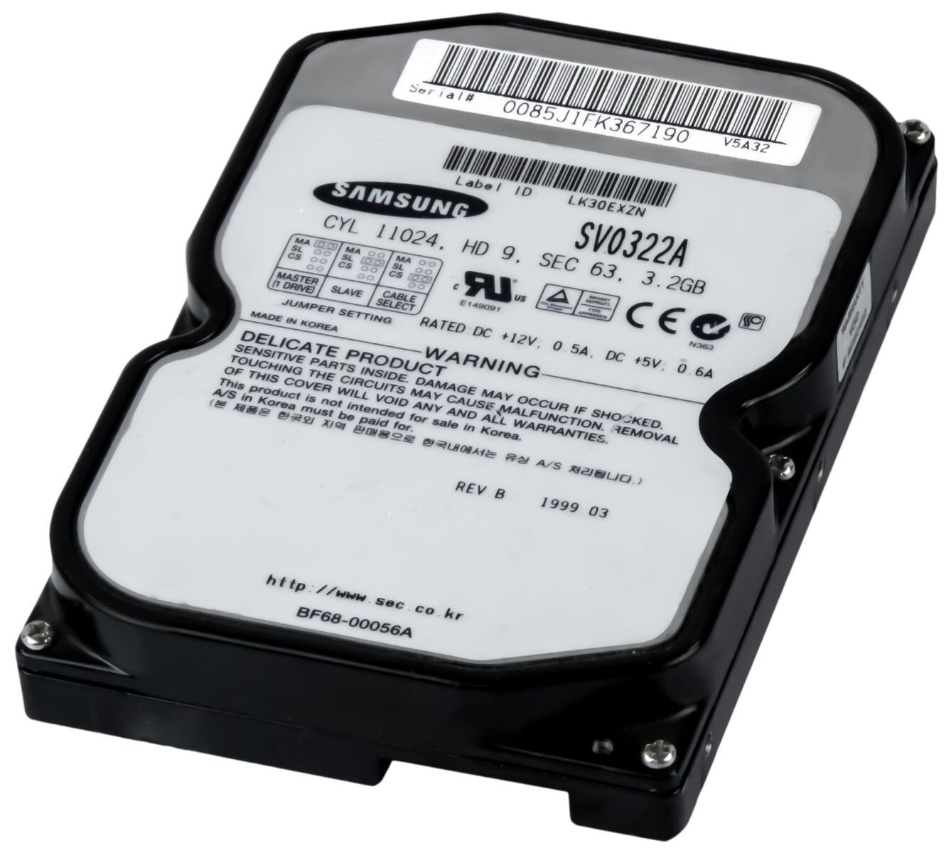 HARD DRIVE SAMSUNG SpinPoint SV0322A 3.2GB 5.4K ATA 3.5''