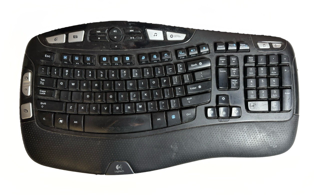 Logitech K350 Wave Wireless Bluetooth Keyboard Black Cushioned Palm Rest