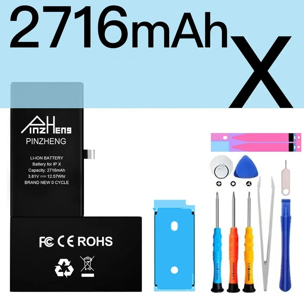 PINZHENG Replacement Battery for iPhone X XR XS 11 12 13 Mini Pro Max Li-ion