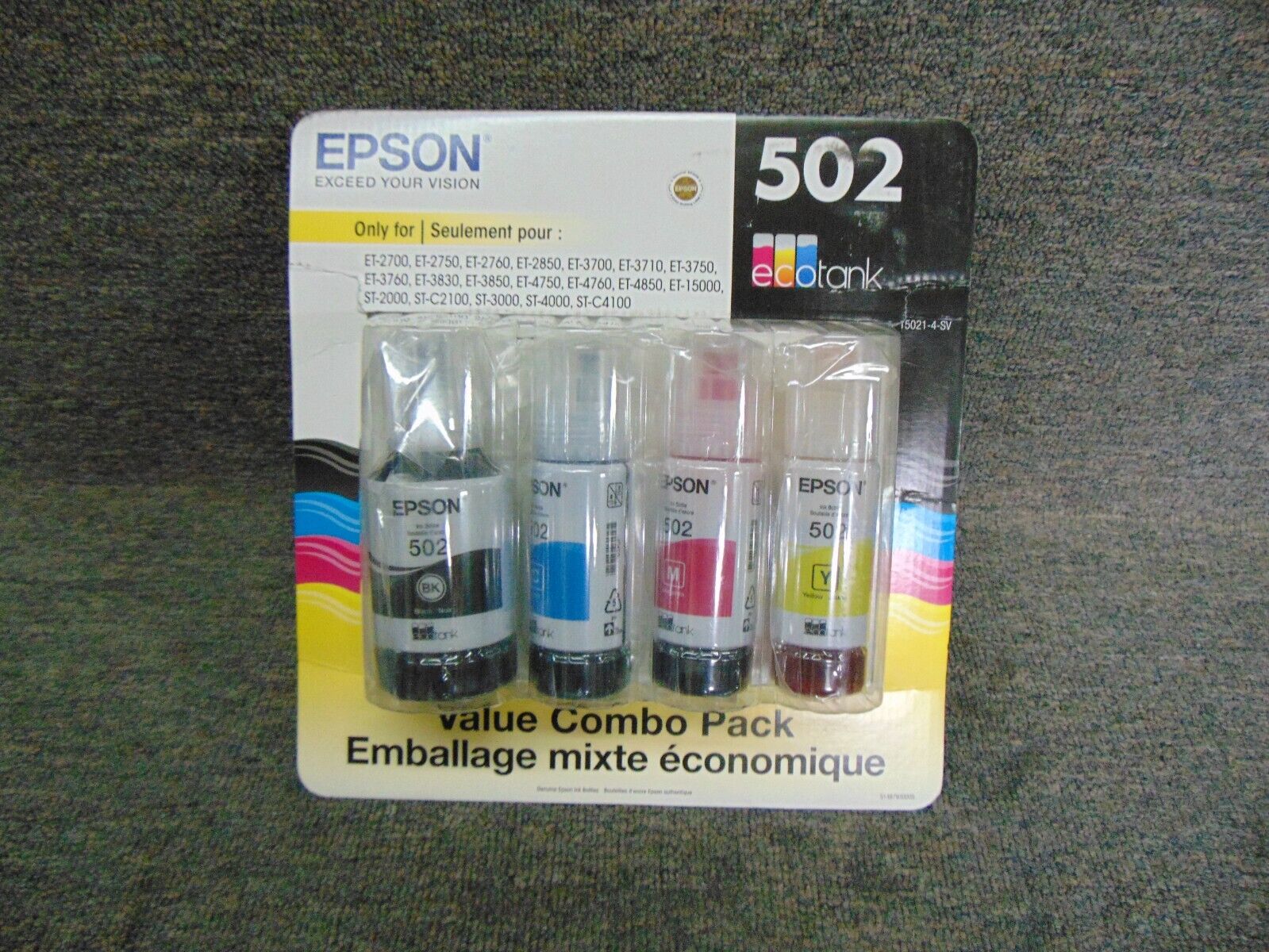 New Genuine Epson 502TM, 502 - 4 Bottle Set, Model- T5021-4-SV, 09/2026