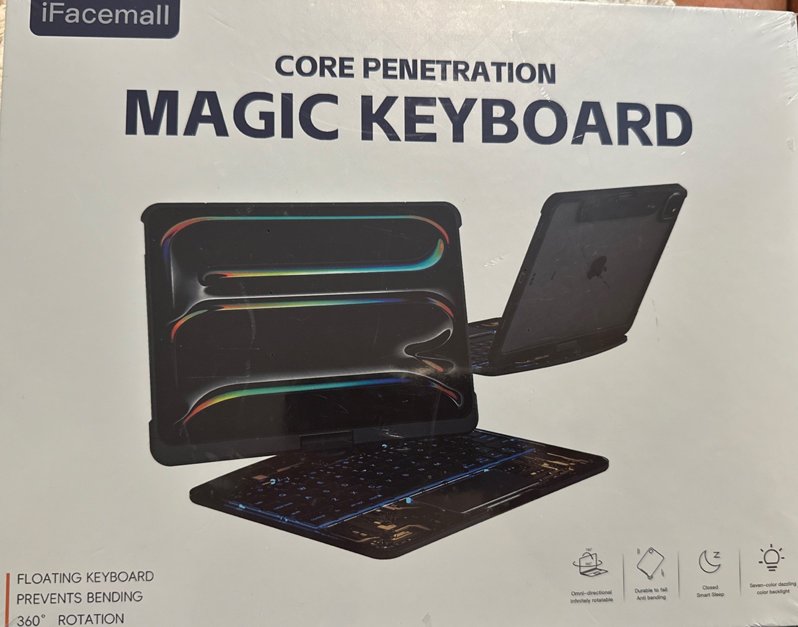 iFacemall Core Penetration Magic Keyboard Blue/Teal Ipad Pro 13" 2024 Rotating