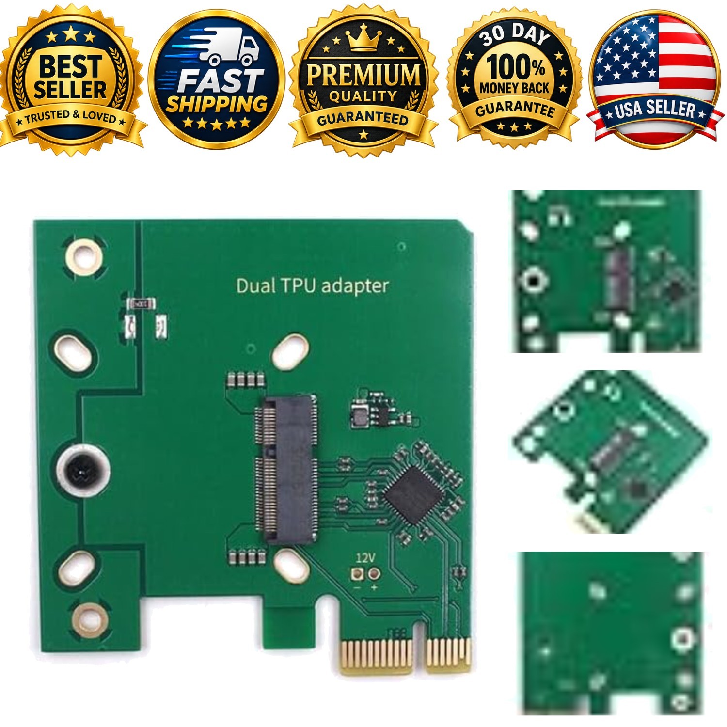 Dual Edge TPU PCIe x1 Low Profile Adapter Coral Accelerator Board for Dual Edge